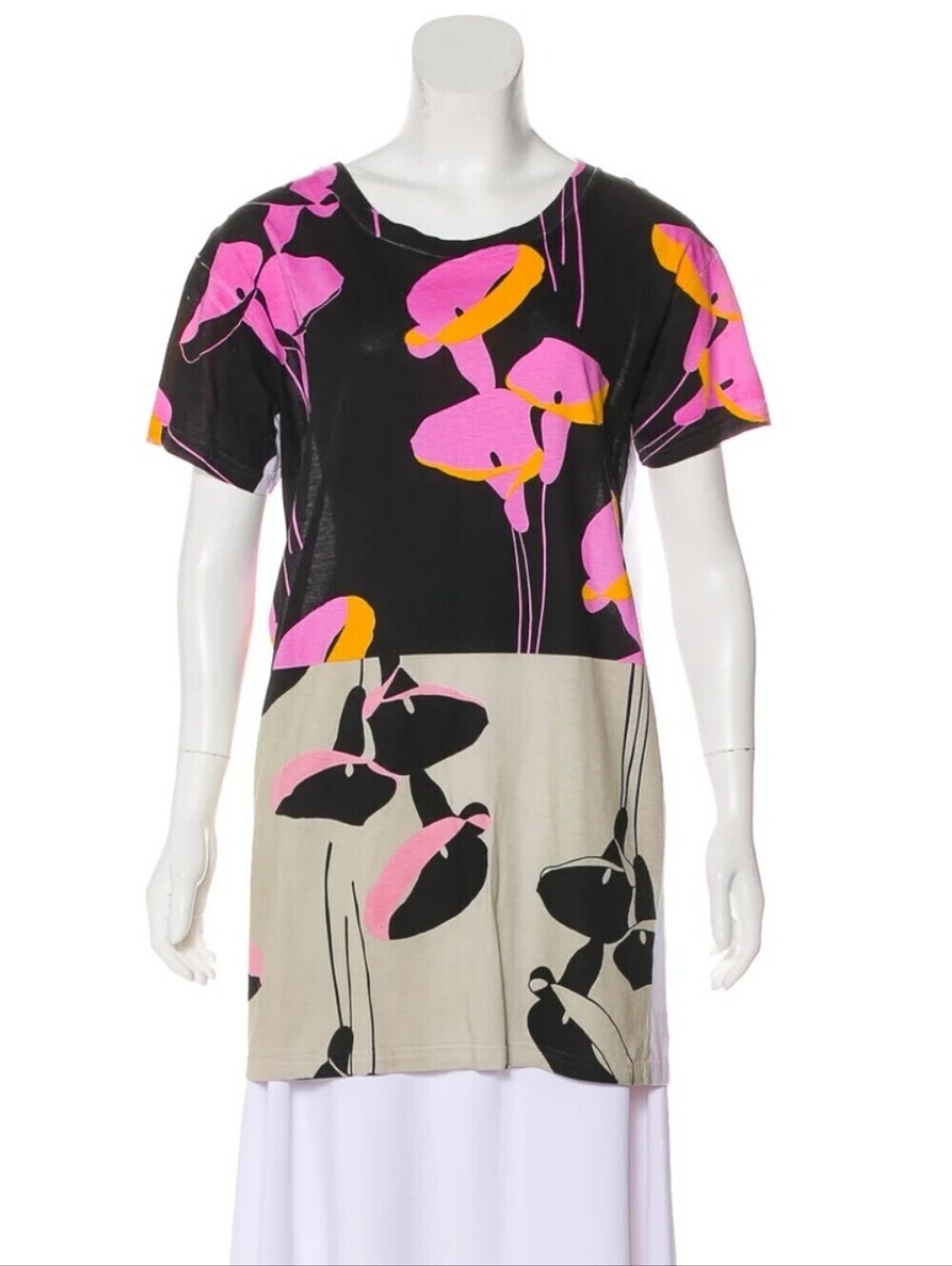 Miu Miu short sleeve tunic t-shirt abstract colorblock graphic floral. M